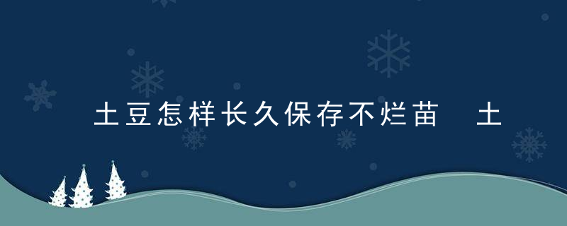 土豆怎样长久保存不烂苗 土豆长久保存方法